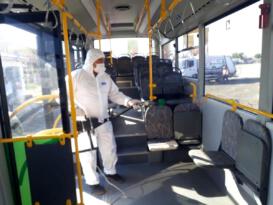 Iğdır da halk otobüsleri dezenfekte edildi